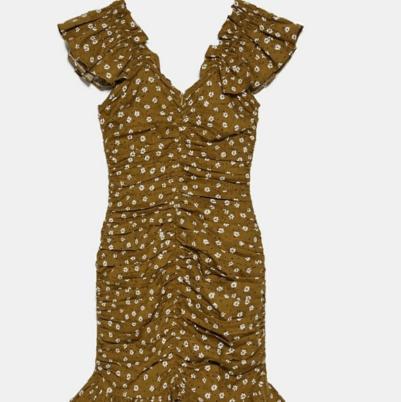 Zara printed dress with draping - bloggers fav - Picture 4 of 7